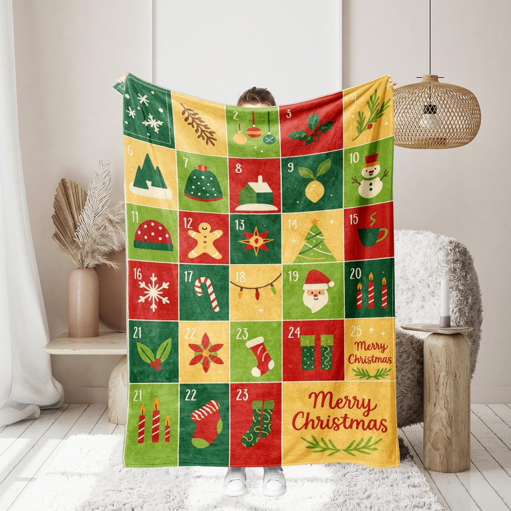 Christmas Series Printed Blanket for Sofa Bed Travel Camping Living Room Office Conditioning Blanket for All Seasons Gifts
