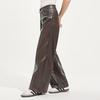 Ta Tu Autumn/Winter Maillard Loose Wide-Leg Straight Leather Pants