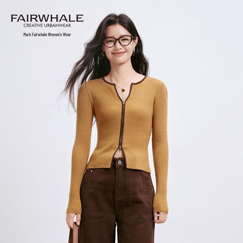 Mark Fairwhale Women s Retro V-Neck Long Sleeve Knitted Top S