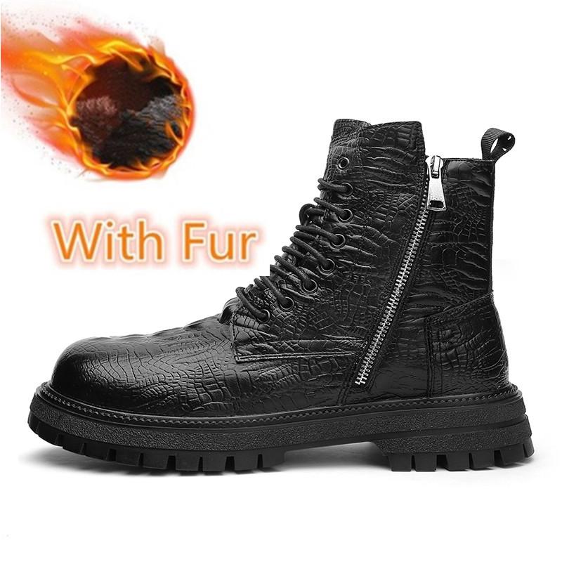 

Кожаные мужские деловые высокие туфли, модные мужские зимние плюшевые ботинки для снега, мужская обувь, универсальные удобные ботинки для мужчин 45