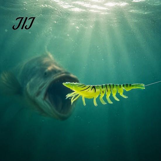 Flexible Fishing Baits 9.5cm/4.8g TPE Soft Bionic Shrimp Bait, Realistic Glitter Lure, Simulation Lifelike Swimming Prawn Swim Bait for Freshwater