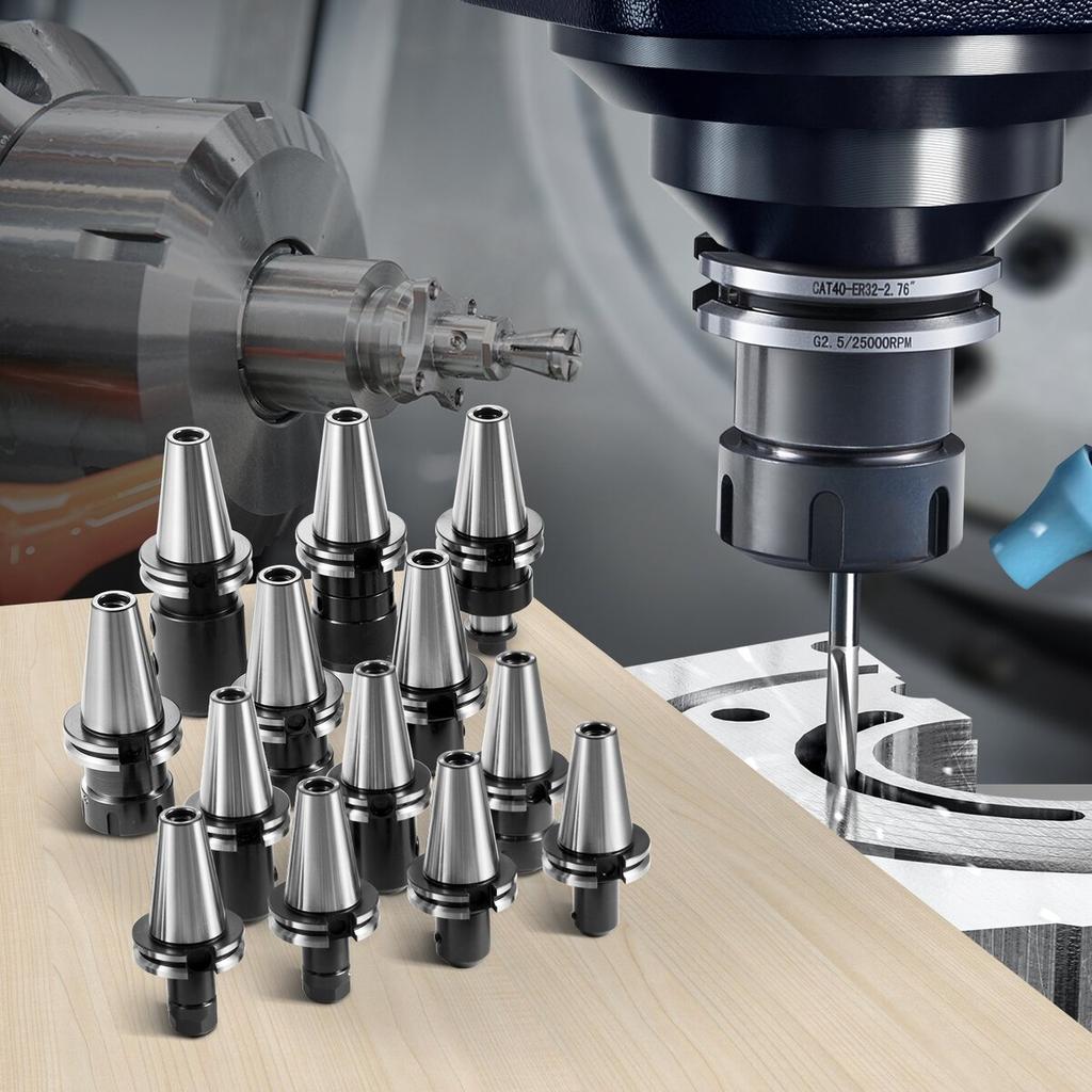 CAT40 Collet Holder ER 16/32 Collet Set, 35 PCs, SLN FMB ER16/32 APU Tool Holders Spring Steel Collet Chucks with 10 Pull Studs and 3 Wrenches, for