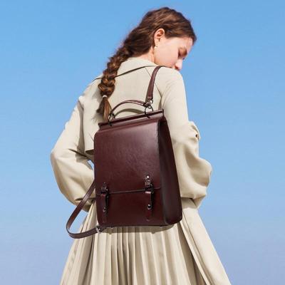 "Zaino da Donna in Vera Pelle 2024 - Cartella Scolastica Retrò Stile College Britannico & Semplice Borsa per Computer in Pelle di Mucca"