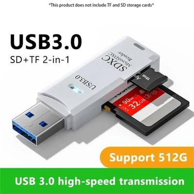 Multifunktionaler 2-in-1-Hochgeschwindigkeits-USB-3.0/2.0-Kartenleser, unterstützt TF-SD-Computer, Tablet-Kamera, Laptop, Automontage