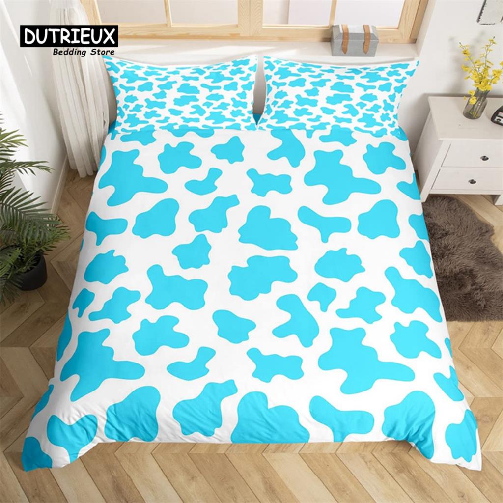 Cowhide Duvet Cover Milk Cow Print Bedding Set Microfiber Western  Farm Animal Skin Quilt Cover Full For Boys Girls Kawaii Room