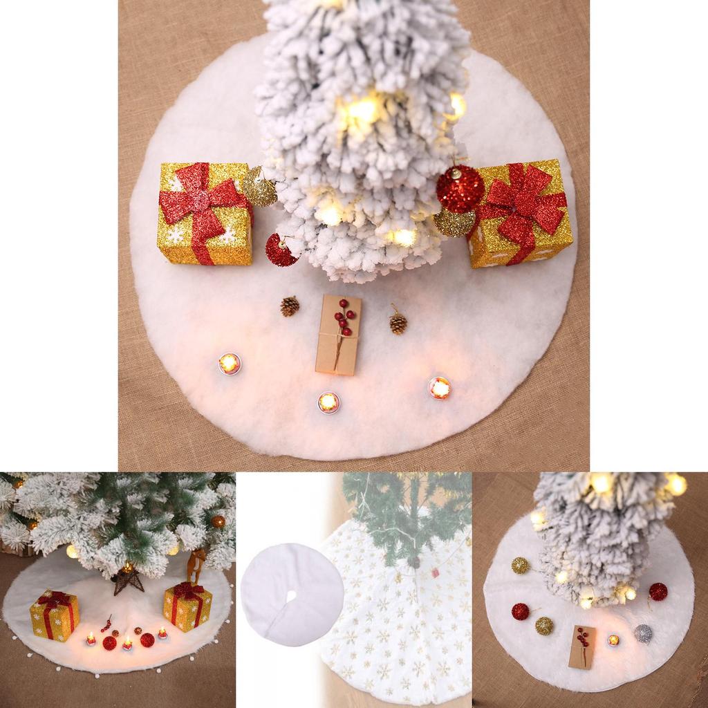 Elegant Long Plush White Christmas Tree Skirt Soft Fabric For Beautiful Tree Decor