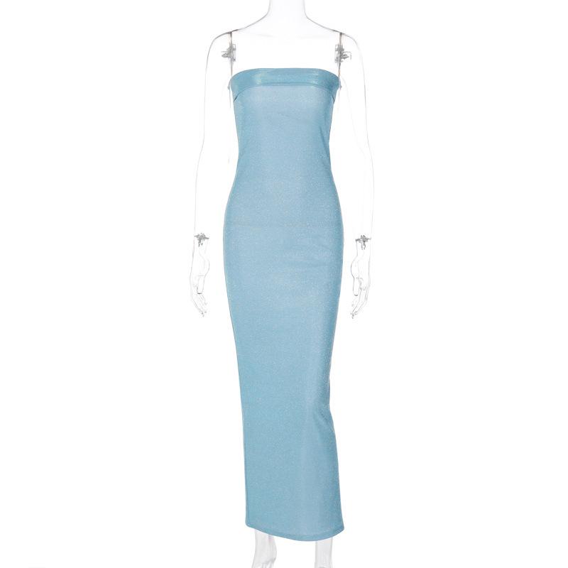 2025 Summer European Style Strapless Slimming Bright Dress – Chic Women s Fashion Medium