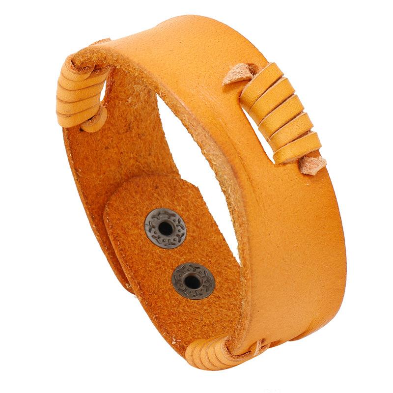 

Fashion Retro Wide Cowhide Wrist Strap Design Leather Wrap Bracelet Men Personalized Hip-hop Hiphop Punk Jewelry