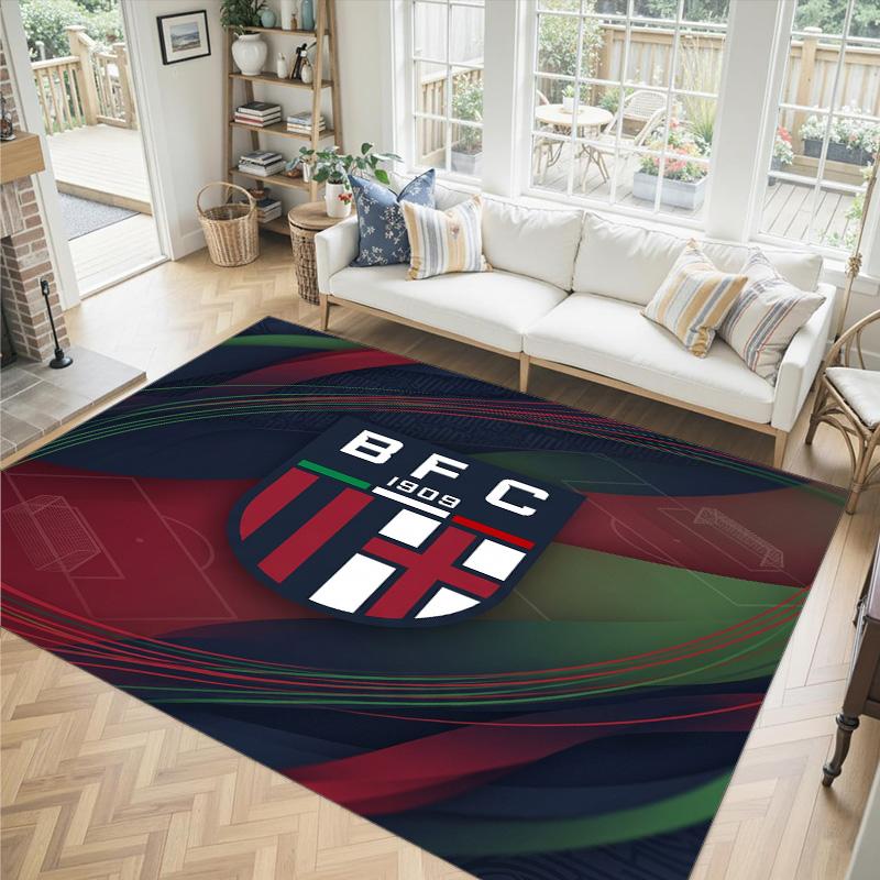 Bologna FC Design Crystal Velvet Carpet Cozy Non?Slip Printed Rug For Bedroom Living Room Entrance