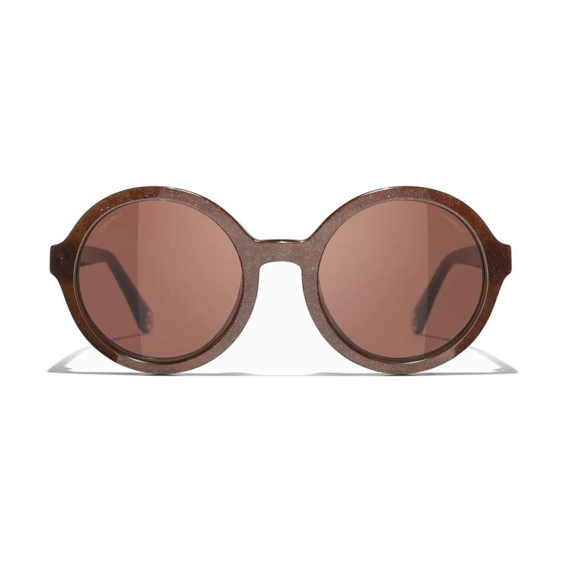 Chanel Temple Logo Round Sunglasses Men's Red