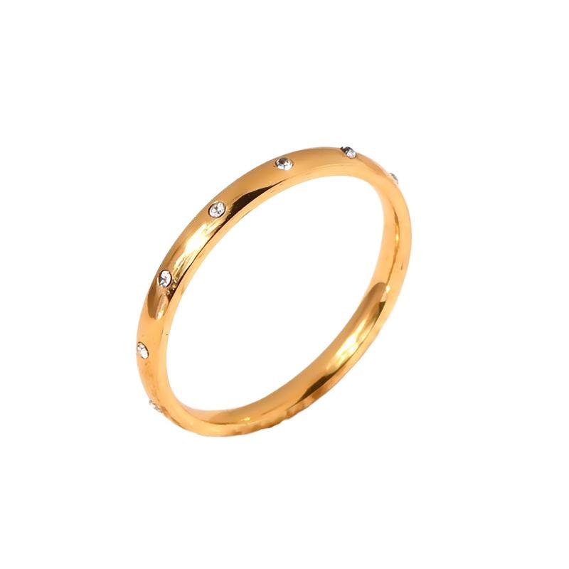 Simple and Fashionable Ten Zircon Titanium Steel Ring Women's Ring Temperament Index Finger Accessories