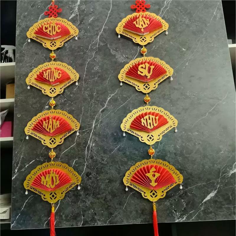 1 pair Hollow New Year Decorations Tassels Couplets Ornaments Hanging Ornament Hanging Vietnamese Red Couplets