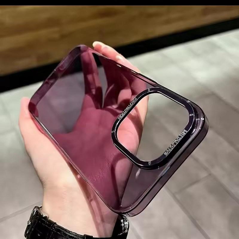 Luxury Transparent PC Shockproof Bumper phone case for iphone 16 15 14 13 12 11 Pro Max Plus Metal buttons cover