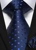 [HISDERN] Business Navy Tie 3-Piece Set - Stylish, Perfect for Weddings, Blue Tie, Pocket Square, Men's Formal Wear, Washable, Brand Name, Gift T3-02