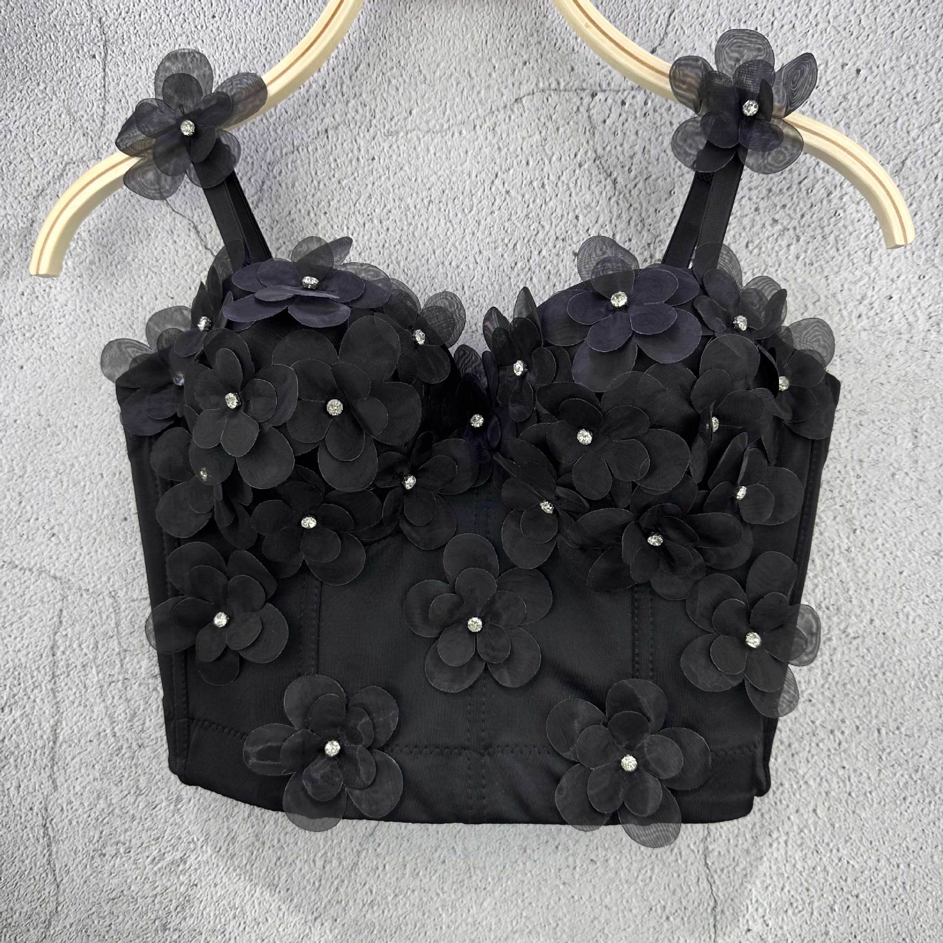 

Handmade Beaded Strapless Tank Top with Fishbone Corset for Stage Performances Women s Clothing Camis & Tank Tops 40/90 чорний