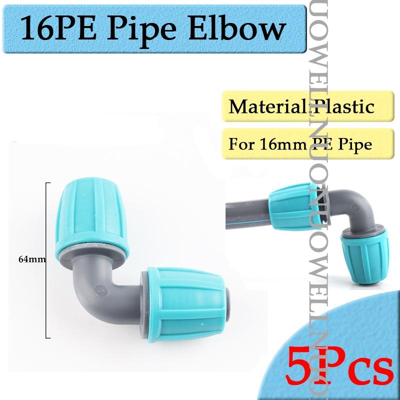 5pcs 16mm Garden Watering Hose Connectors Micro Irrigation PE Pipe Elbow Tee Straight Joints Agricultural Watering Kits Fittings