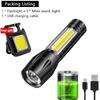 Mini Portable LED Flashlight USB Rechargeable Small Pocket Light Built In Battery Fixed Focus Zoomable Camping Searching Lantern