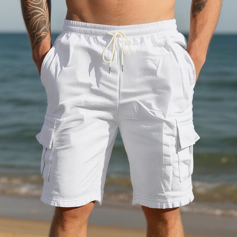 Men's Breathable Loose-Fit Cargo Casual Shorts with Pockets.