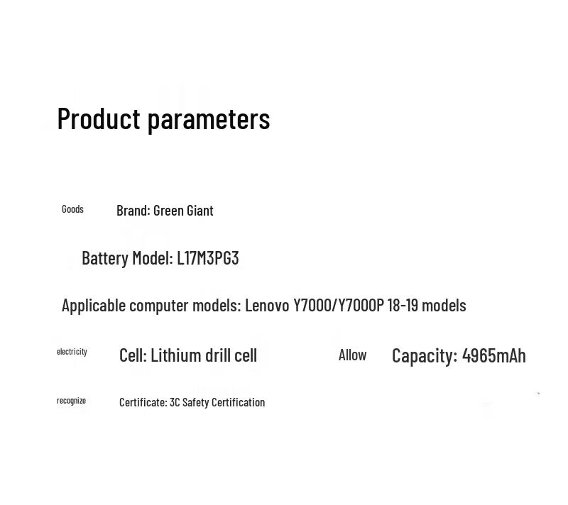 Green Giant Compatible Lenovo Legion Y7000 Y7000P Laptop Battery