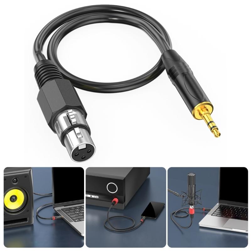 3.5mm To 3Pin Female Auditory Cable With Metal Connectors For Smartphones Tablets Mixers And Active Speakers