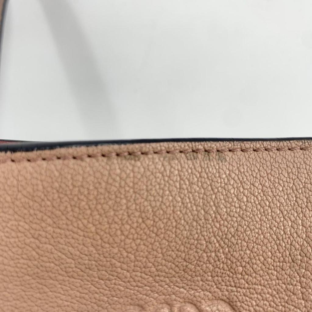 LOEWE T Shopper Anagram Tote Shoulder Crossbody Bag Leather Pink Beige A4 Size Compatible