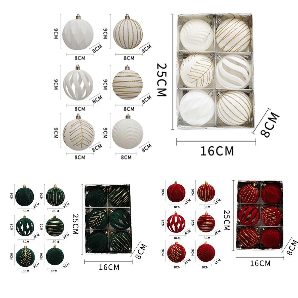 6pcs 8cm Christmas Pendant Ball Cartoon Christmas Tree Hanging Decoration Home Xmas Decor