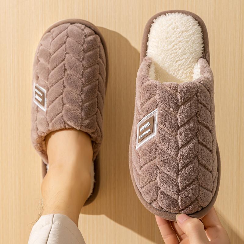 Cotton slippers women winter spring and autumn home use indoor warm non-slip home winter couple plush men