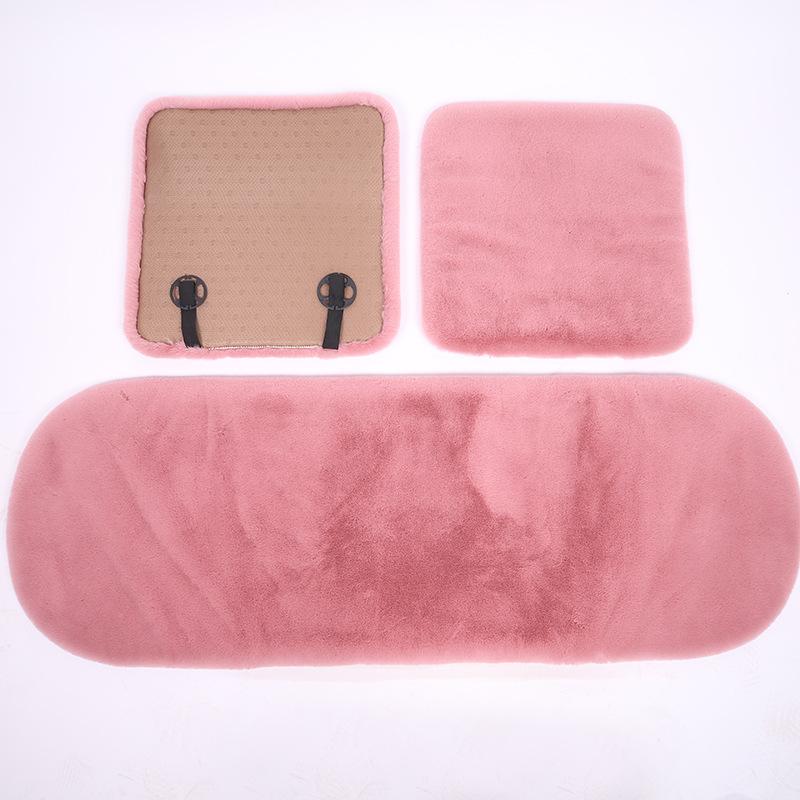 Car Seat Cushion Winter Short Plush Single Piece Backless Three-piece Set Winter Warm and Thick Rabbit Plush Car Seat Cushion