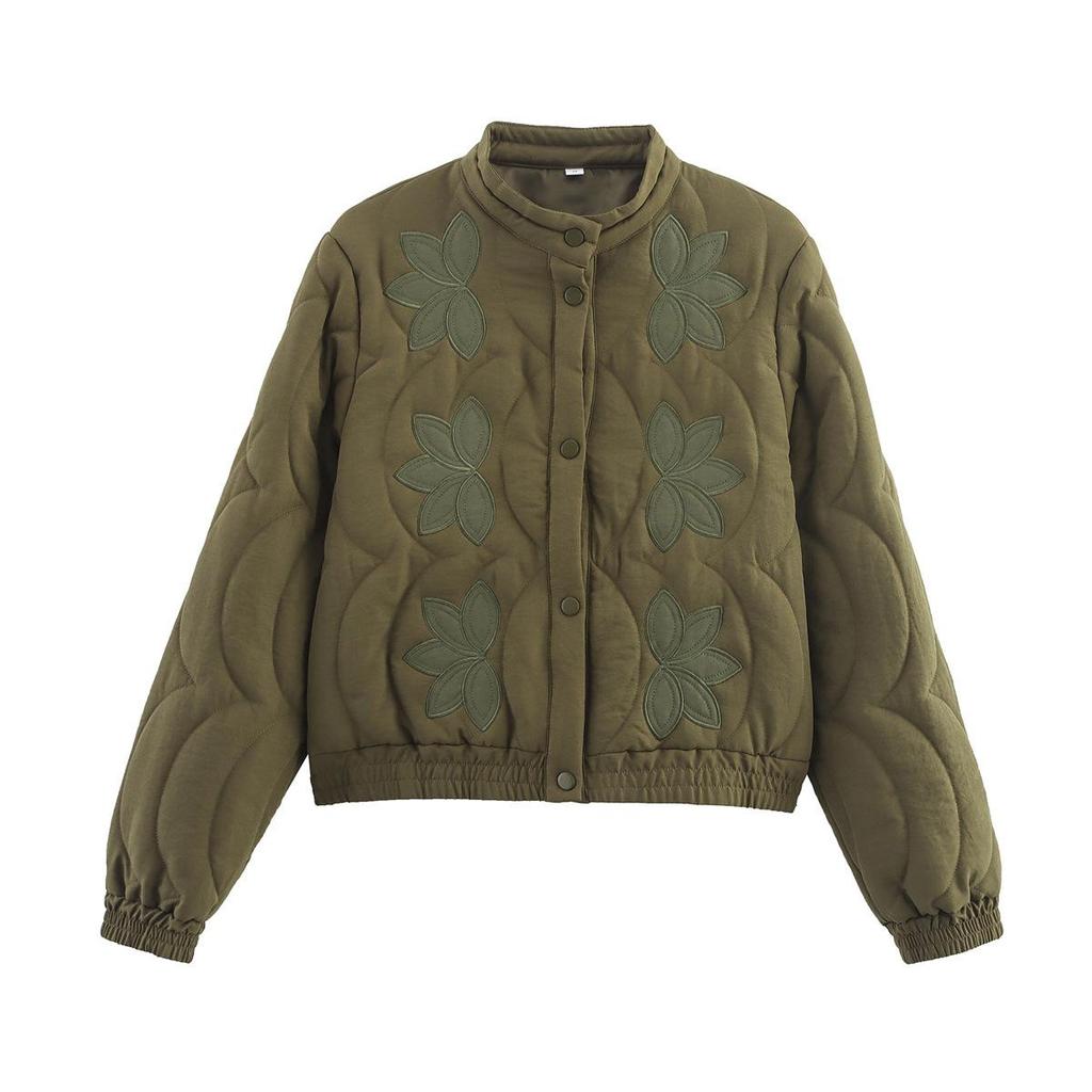 Women's Floral Quilted Embroidered Cotton Jacket - Versatile Casual Fashion (Autumn/Winter 2025) X5067