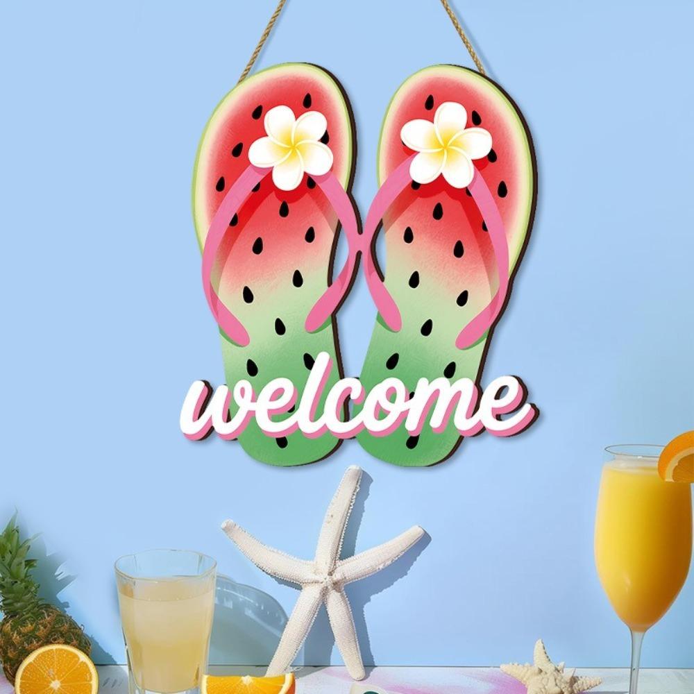 

Slippers Summer Ice Cream Wall Ornaments Funny Welcome Hanging Plaque for Home Room Party Style 1