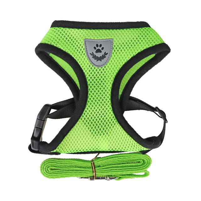 Breathable Mesh Pet Harness Leash Set with Reflective Straps for Chihuahua York Bulldog Adjustable Dog Chest Strap Walking Leash