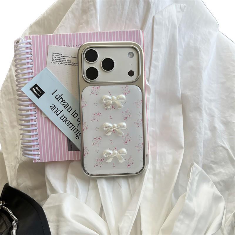 Electroplated Floral Bow iPhone 14/13 Pro Max Anti-Fall Case