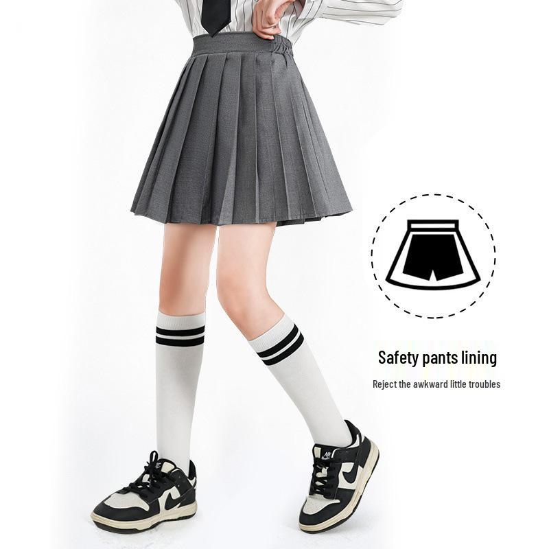 Dívčí preppy bílá plisovaná tenisová sukně - korejský styl, letní sportovní oblečení pro větší děti