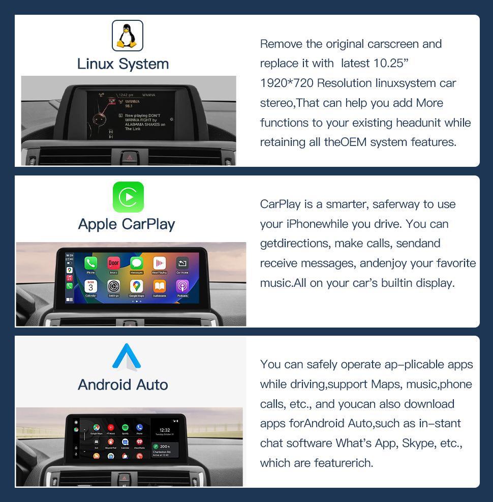 BMW 1-5 Series Wireless Carplay & Android Auto Multimedia Touchscreen