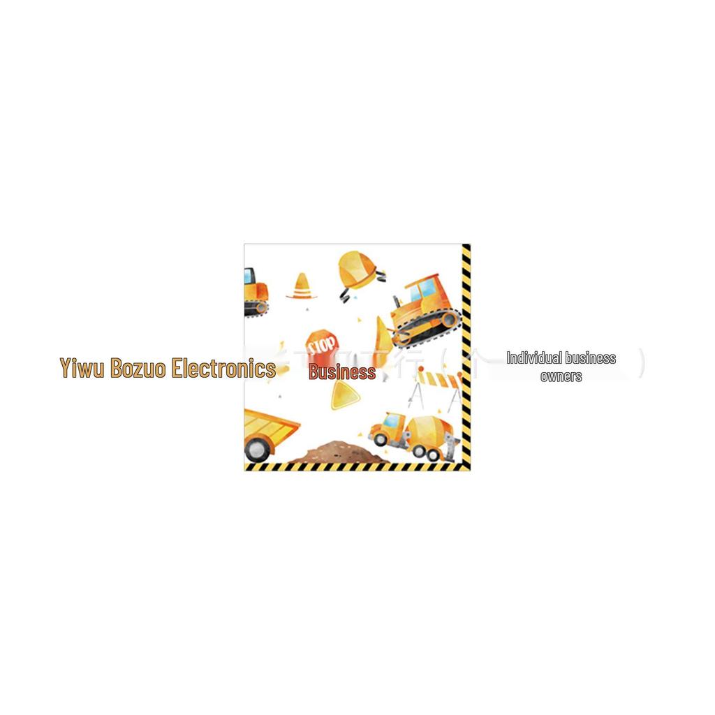 Construction Vehicle Birthday Party Set: Disposable Plates, Cups, and Tablecloth for Kids.