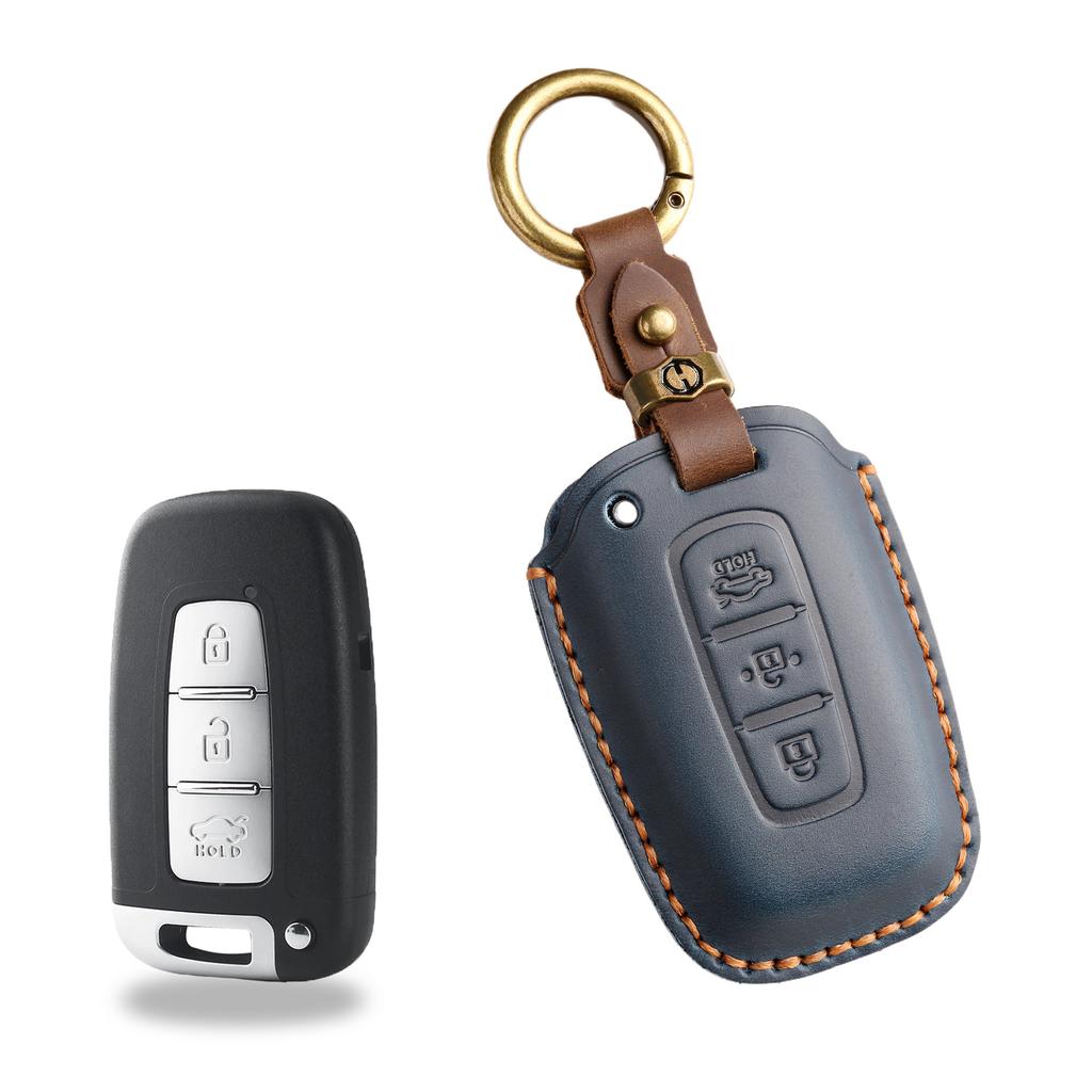 Retro Key Cover Is Suitable for Hand-stitched Real Cowhide Key Protection Clasp for Old Kia Cars