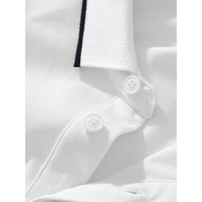 American-Style Casual Embroidered Color-Blocked Lapel Knit Polo Shirt for Men, Short-Sleeve Summer Collared T-Shirt, Export Men's Clothing