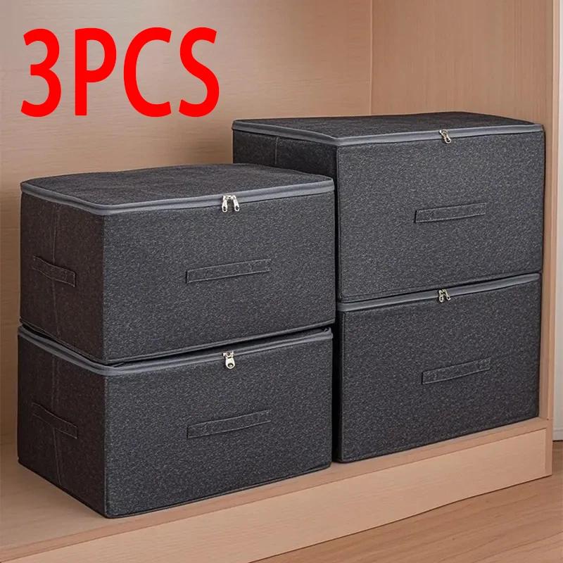 3 Pcs Extremely Large Clothes Storage Bin Foldable Quilt Pants Sweater Organizer Box Bedroom Closet Wardrobe Organizer