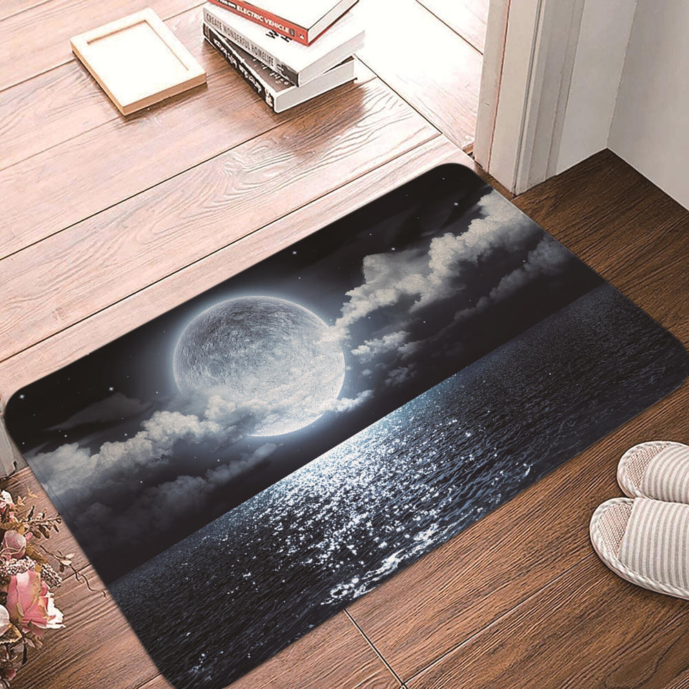 Non-slip Rug Washable Lunar Eclipse Printed Entrance Door Mat Simple Living Room Bedroom Kitchen Rug