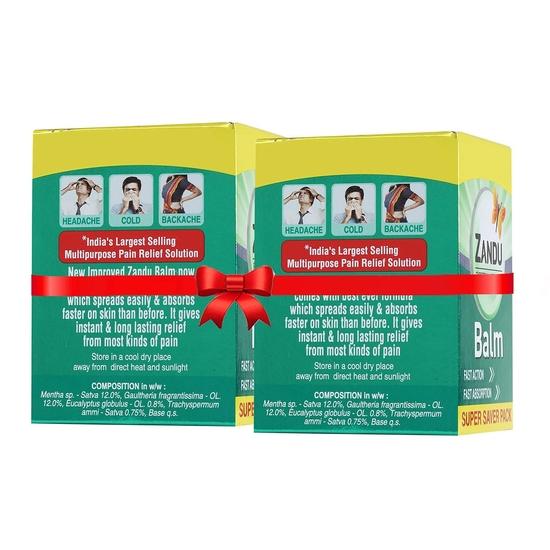Zandu Balm, 50ml X Pack of 2, Effective Relief from Headache, Body Pain, Sprain and Cold