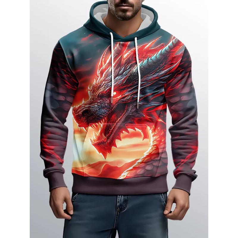Men's Autumn and Winter 3D Printed Hooded Fashion Versatile Trend Breathable Casual Hoodies & Sweatshirts (men’s)
