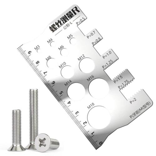 Thread Size Gauge | Bolt Measuring Ruler, Metric Thread Measuring Tool for Construction, Workshops, Metalworking, Industrial, Automotive, Home Use, an