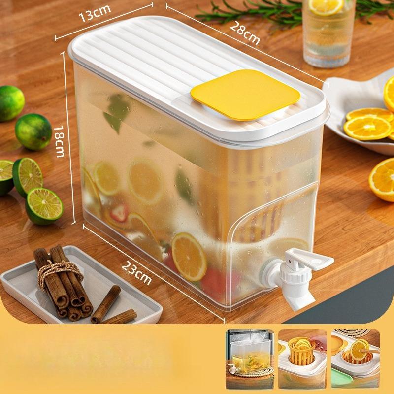 Refrigerator Water Pitcher with Faucet, Fruit Tea Ice Water Pitcher, Large Capacity Household Beverage Container.