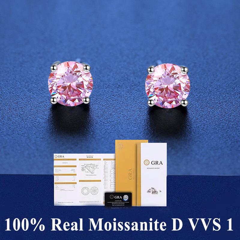D VVS1 Moissanite Stud Earrings For Women Pass Diamond Tester Pen S925 Platinum Plating Moissanita With 2 GRA Certificates