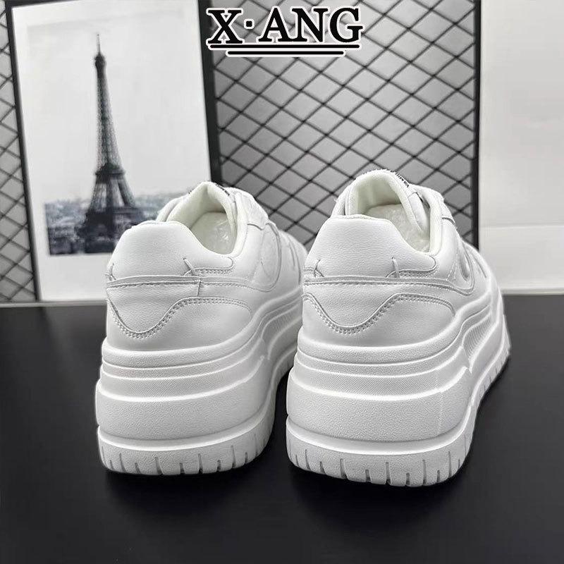 The First Layer of Cowhide Board Shoes Women's Thick-soled Heightening Little White Shoes Women's Shoes Autumn and Winter New Casual Sports Shoes
