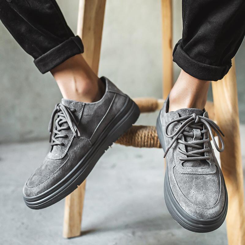 

2386 men s shoes autumn new sports and leisure board shoes trendy versatile sports shoes low-top tooling pigskin shoes 44 серый