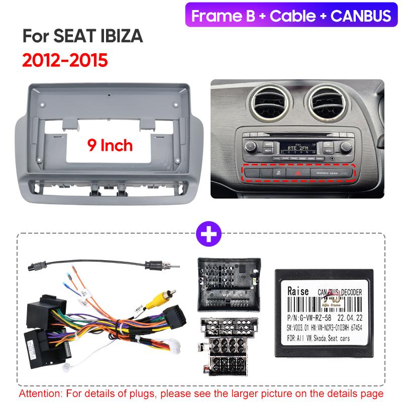 2008 - 2014 2015 2016 2017 For SEAT IBIZA 9"/LHD/RHD Car Multimedia Radio Frame Fascia Panel Dashboard Mounting Bracket Adapter