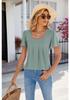 EU Cross-Border Women's Square Neck Pleated Short Sleeve Loose T-shirt 2024 Spring/Summer Collection