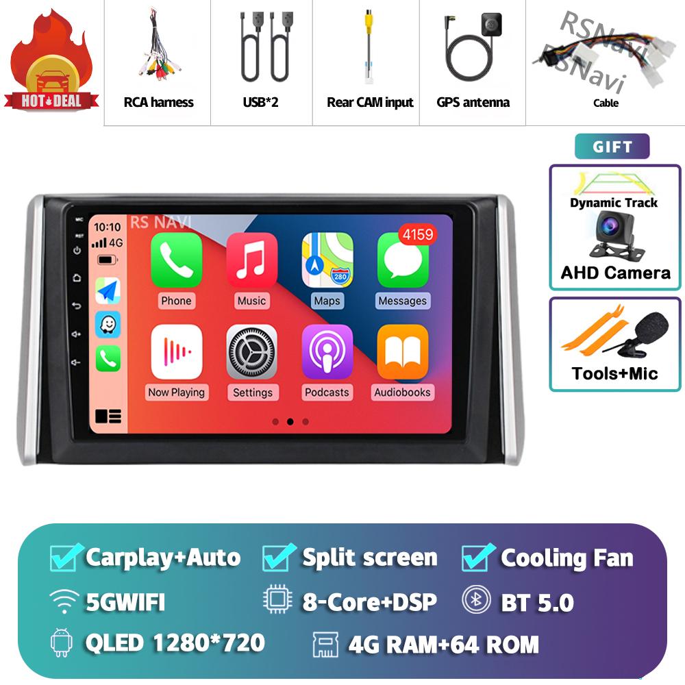Android 14 Carplay Car Radio For Toyota RAV4 XA50 2018 - 2020 Multimedia Video Player Navigation GPS Stereo 2Din DVD 360 Camera