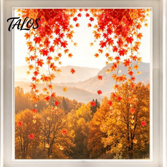 Decorative Maple Leaves for Windows 2Pcs Fall Window Clings, Hanging Leaf Decals, Reusable Autumn Thanksgiving Glass Stickers Static Party Supplies